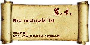 Miu Archibáld névjegykártya